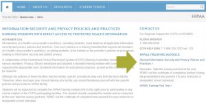 Revised Information Security and Privacy Policies and Practices link is located on the right side under HIPPA Training Module 